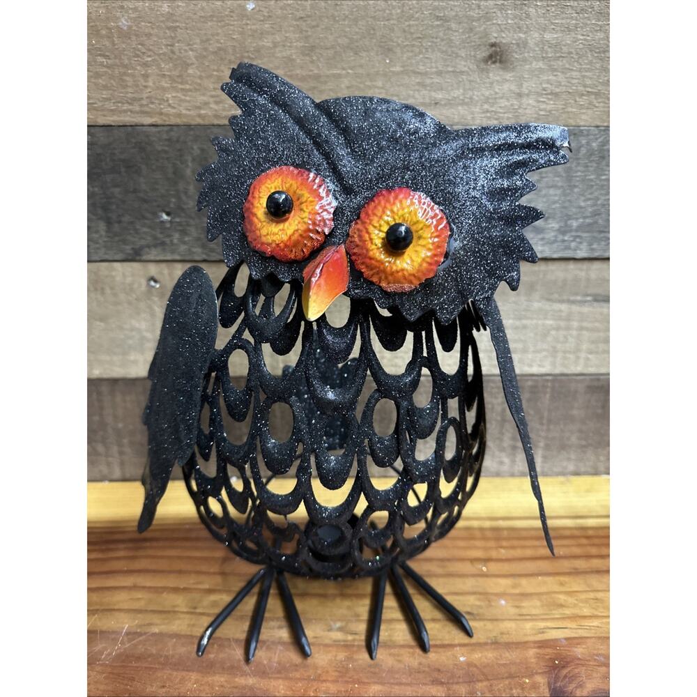 Sparkly Metal Owl Tealight Holder 12” Tall